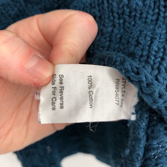 CABI Cable Knit Scoop Neck Sweater Dark Teal - Picture 6 of 6